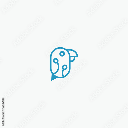 Bird tech logo style icon design template vector illustration