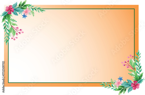 Watercolor Floral Frame
Spring Botanical Border
Floral Watercolor Background
Elegant Flower and Leaf Border