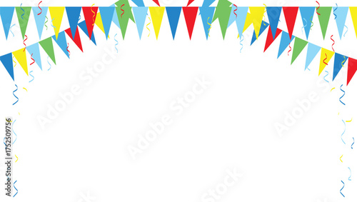 Happy birthday vector transparent background. colorful happy birthday border frame with confetti