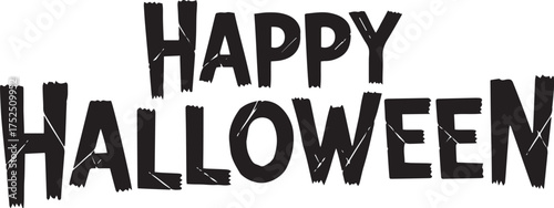 A "Happy Halloween" text design featuring a distressed, scratched, and slightly irregular font, giving it a rustic yet spooky homemade feel, perfect for autumn and holiday projects.