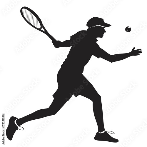 Tennis player hitting forehand silhouette