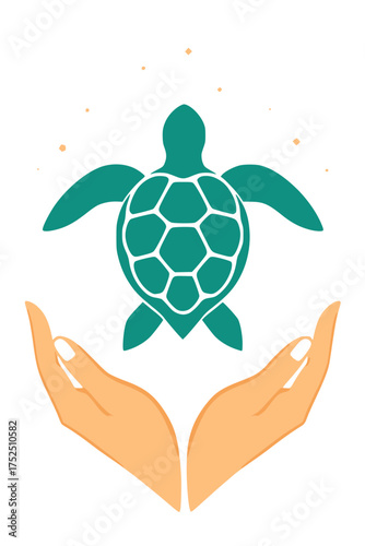 Starry Green Sea Turtle in Caring Hands
