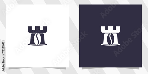 castle with coffee logo design