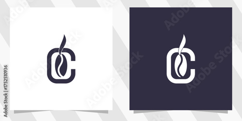 letter c with coffee logo design vector