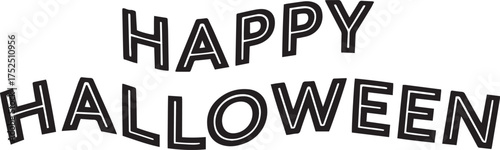 Happy Halloween text vector with a playful, bouncing, and slightly distorted effect, ideal for fun and whimsical holiday designs.