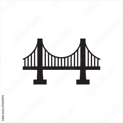 Black Bridge Silhouette Isolated on White Background Symbolizing Connection Infrastructure and Architectural Design Representing Strength Stability and Modern Engineering for Transportation