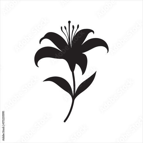 Elegant Lily Flower Silhouette Isolated on White Background for Graphic Design Projects and Creative Floral Art Compositions Representing Purity Beauty and Simplicity