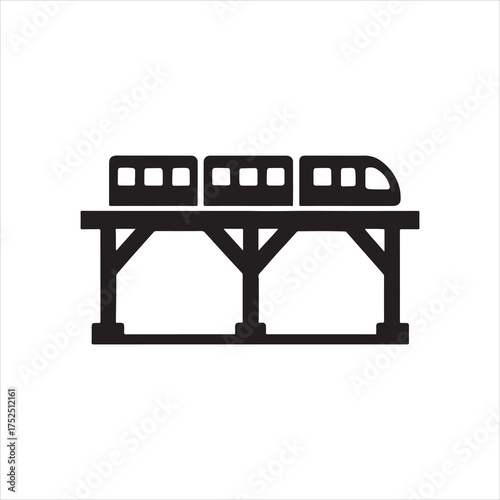 Modern monorail transportation system silhouette icon public transport on an elevated track futuristic urban commute design offering efficient and eco friendly travel solutions