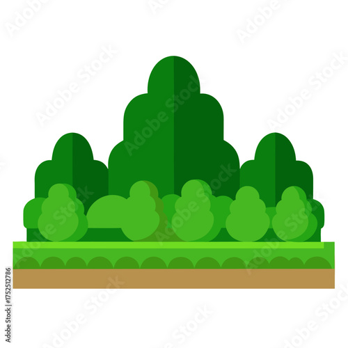 Green hedge at park vector on white background.