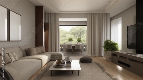 The interior concept of the living room of a modern home.