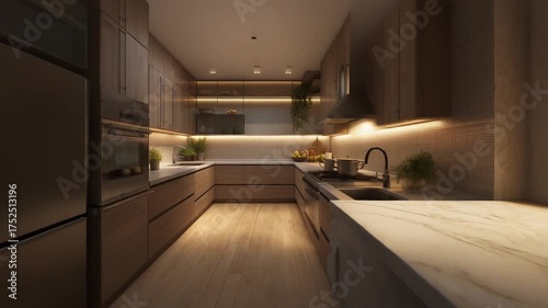The kitchen interior of a modern home.