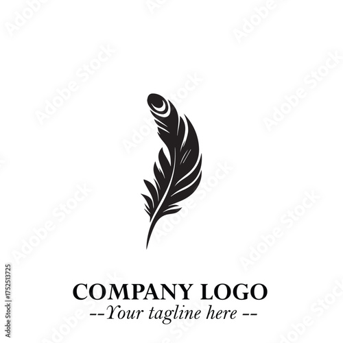 Rocket Logo Symbol in Black on the White Background with Modern Futuristic Space Design
