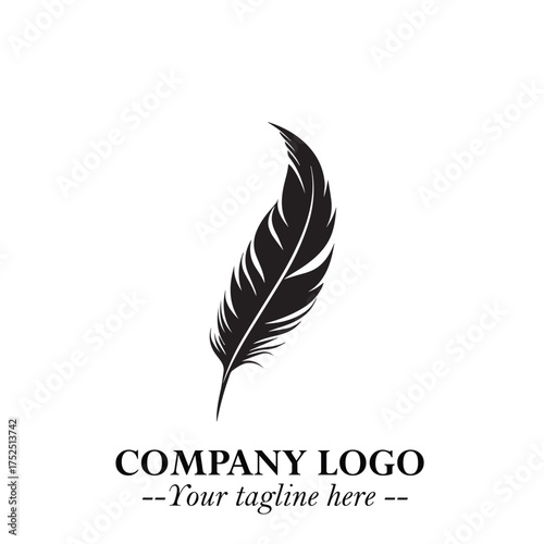 Rocket Logo Symbol in Black on the White Background with Modern Futuristic Space Design
