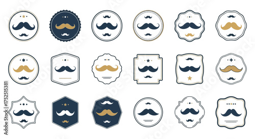 Set of vintage mustache logo templates, badges and icons.
