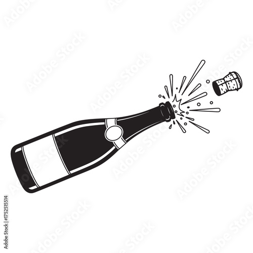 Celebration Time Sparkling Champagne Bottle with Exploding Cork A Moment of Joy and Festivity For Special Occasions
