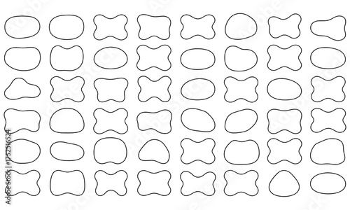 Collection of Abstract Geometric Shapes Varied Outlines and Asymmetrical Forms Modernist Design Inspired Artistic Elements