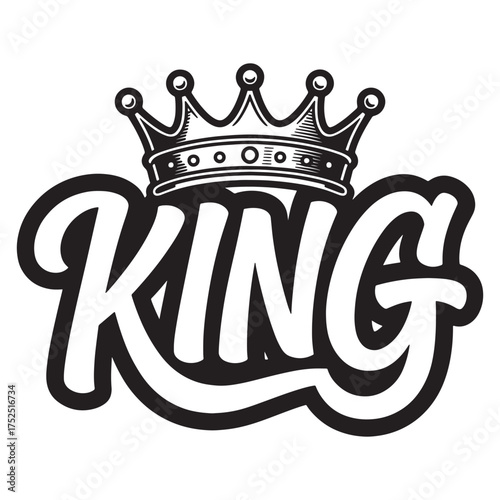 Bold King Typography Design Featuring a Crown and Modern Lettering Style Making a Statement of Royalty and Power