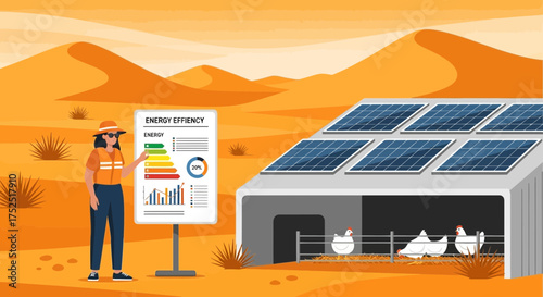 Desert Oasis: A Solar Powered Chicken Farm Showcasing Energy Efficiency Data