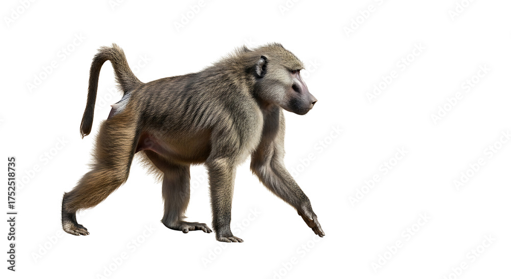 Fototapeta premium A baboon walking isolated on transparent background