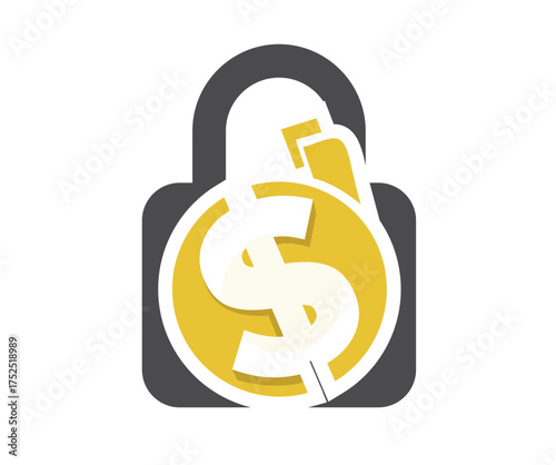 Padlock and Dollar Sign Vector Graphic