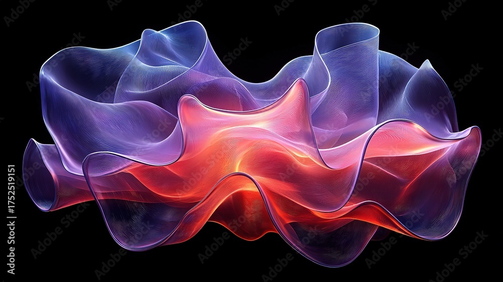 Fototapeta premium Abstract colorful fluid 3D render, neon light effect on dark background, modern digital art design 