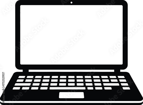 Black laptop computer silhouette technology white