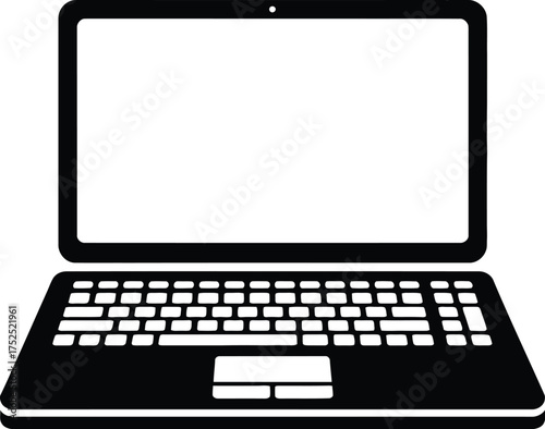 Black laptop silhouette computer technology