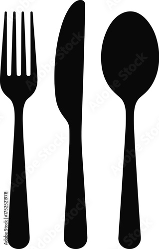Fork knife spoon silhouette cutlery black