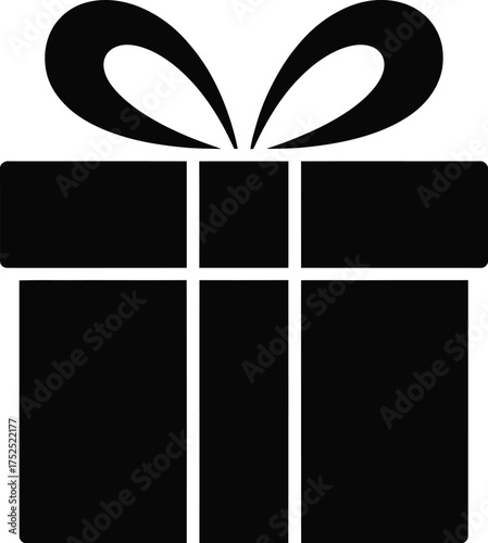 Black gift box with ribbon present