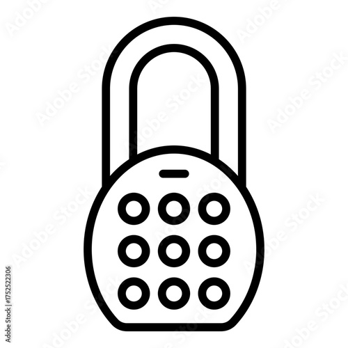 secure lock outline icon with keypad for digital unlock