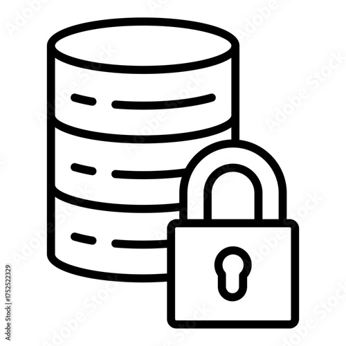 data server outline icon with lock for database protection