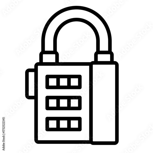 digital lock outline icon with dial code for personal items