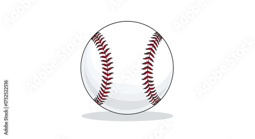 Vector illustration of a classic baseball with red stitches isolated on a white background