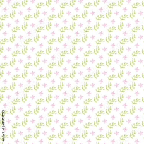 Wallpaper Mural Pastel Floral Vine Pattern With Green Leaves And Pink Flowers For Seamless Backgrounds Torontodigital.ca