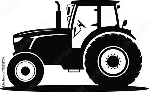 Black tractor silhouette agriculture farm