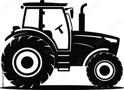 Black tractor silhouette vehicle agriculture