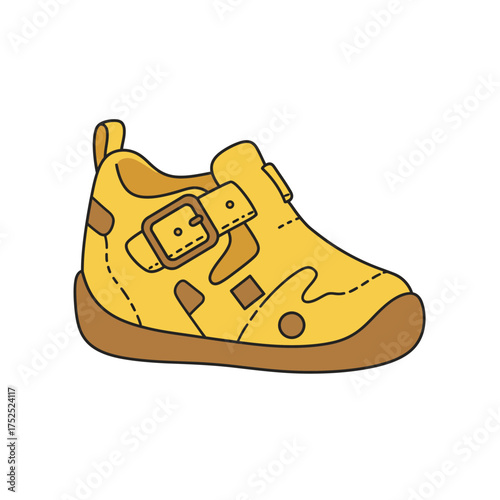 Cute yellow cartoon toddler sandal shoe for children footwear fashion isolated graphic