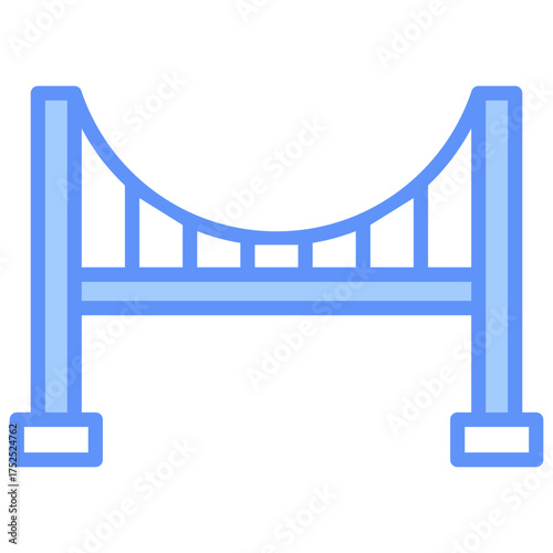 Bridge Outline Blue Color Icon