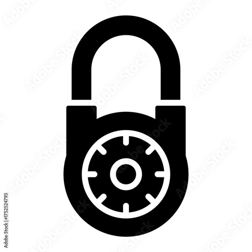 combination lock glyph icon for locker or safe access