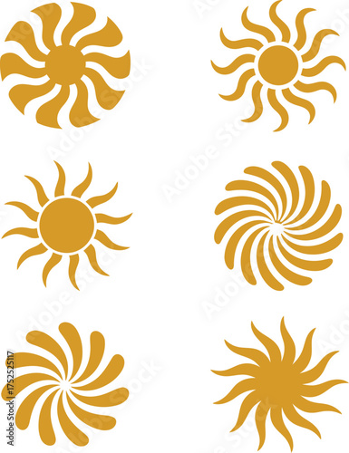 Golden sunburst motifs yellow abstract