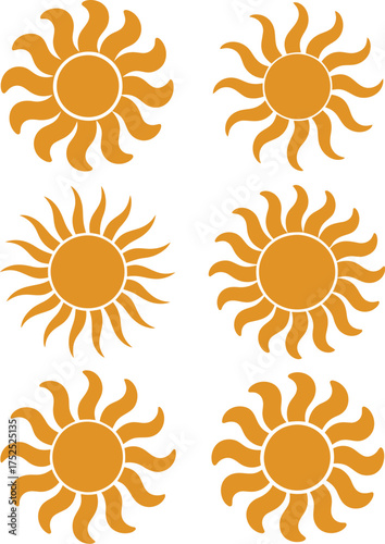 Orange sun silhouettes vector graphic