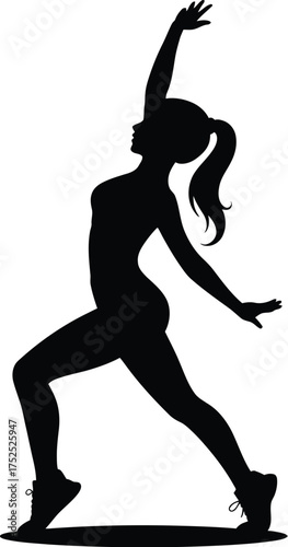 Athletic woman stretching vector silhouette