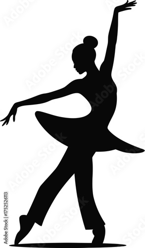 Elegant dancer in graceful pose ballet silhouette