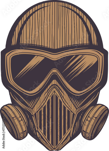 Gas Mask Illustration: A detailed illustration showcases a gas mask. This image offers a glimpse into themes of safety, protection, and a hint of mystery.