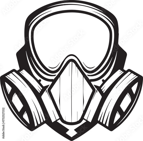 Protection's Veil: A stylized gas mask symbolizing safety, protection, and preparedness against environmental hazards.