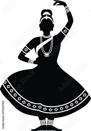 Indian dancer silhouette graceful pose traditional attire