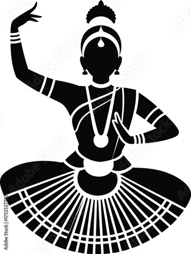 Indian dancer silhouette graceful pose traditional costume
