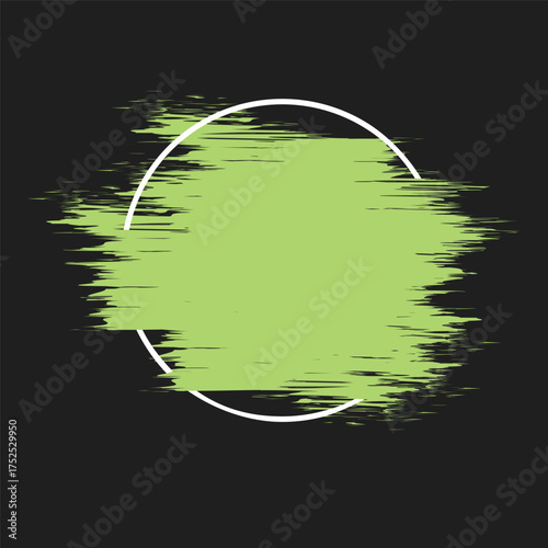 Modern green grunge brush stroke on a black background. Abstract green brush stroke on black background with colorful oil paint. 