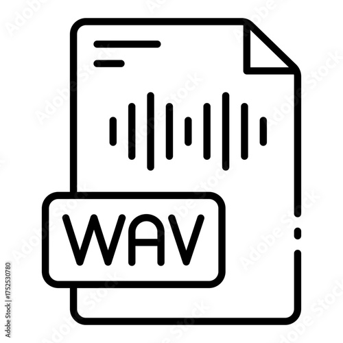 wav file icon used for digital audio document format