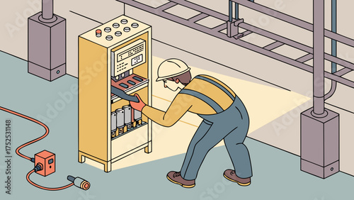 worker on a electric panel